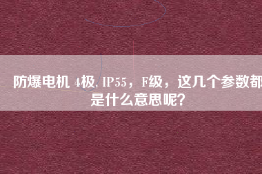 防爆電機 4極, IP55，F(xiàn)級，這幾個參數(shù)都是什么意思呢？