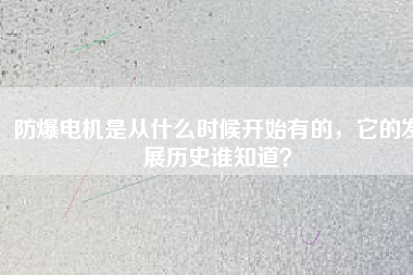 防爆電機是從什么時候開始有的，它的發(fā)展歷史誰知道？